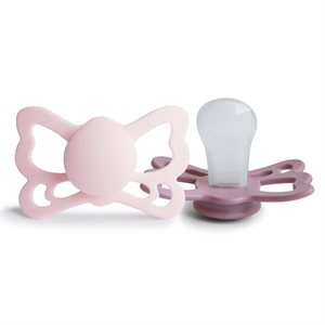 FRIGG Butterfly - Anatomical Silicone 2-pack Pacifiers - White Lilac/Twilight Mauve - Size 2